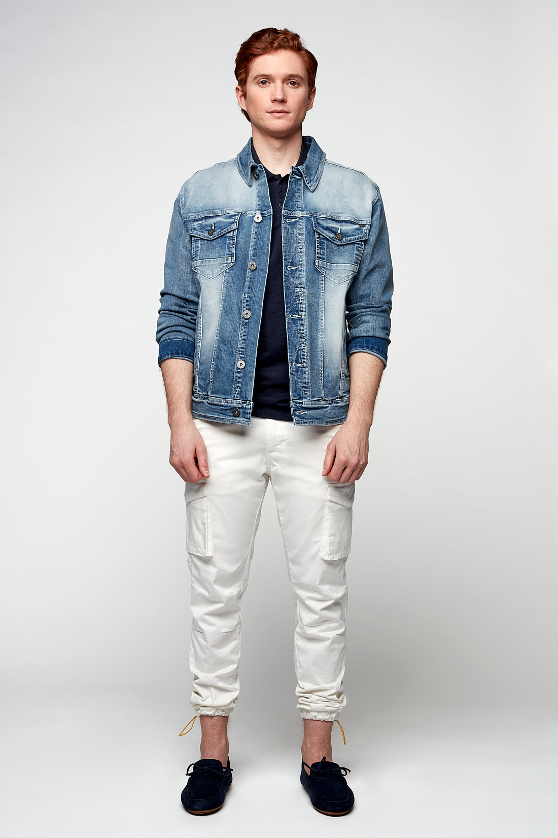 DEAN -  Slim Fit Cargo Chinos (Convertible Joggers) - Off White - DENIM SOCIETY™